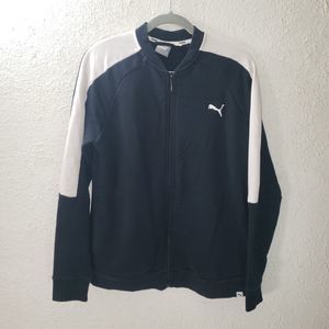 Puma Sz XL Womens Track Jacket Full Zip Black Athleisure Activewear Top Pockets